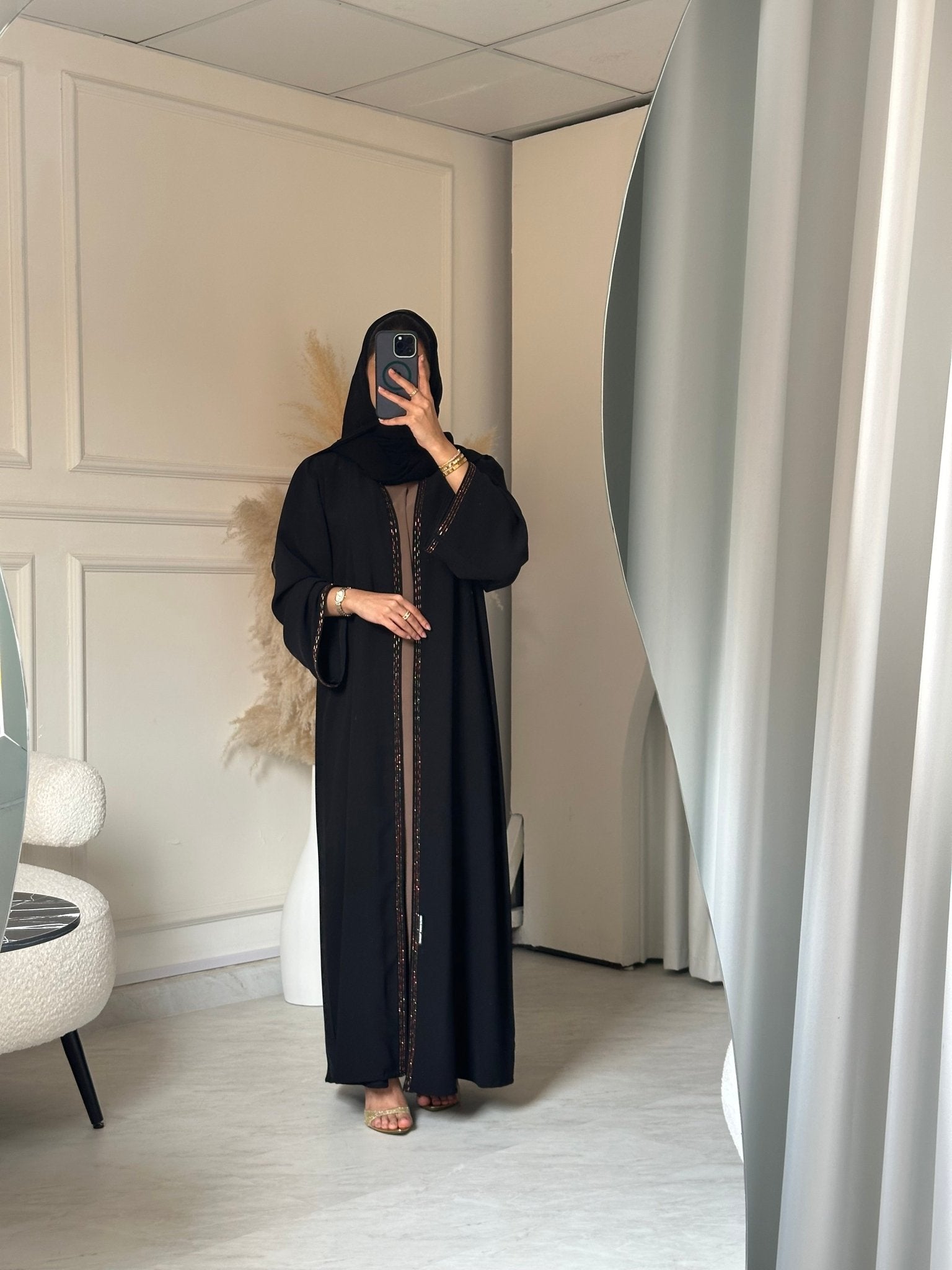 C 0795 Black Beaded Abaya