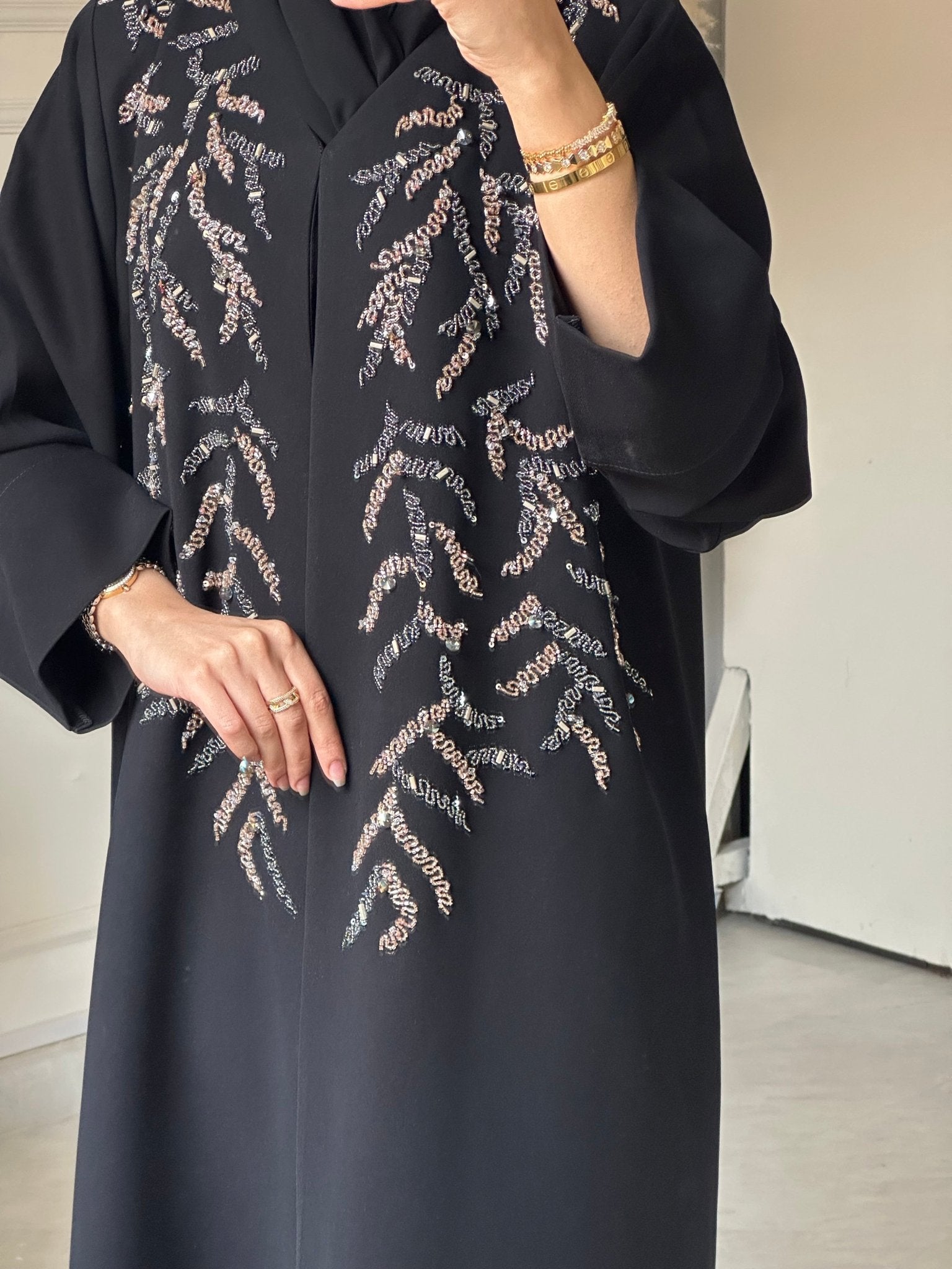 C 0796 Black Beaded Abaya