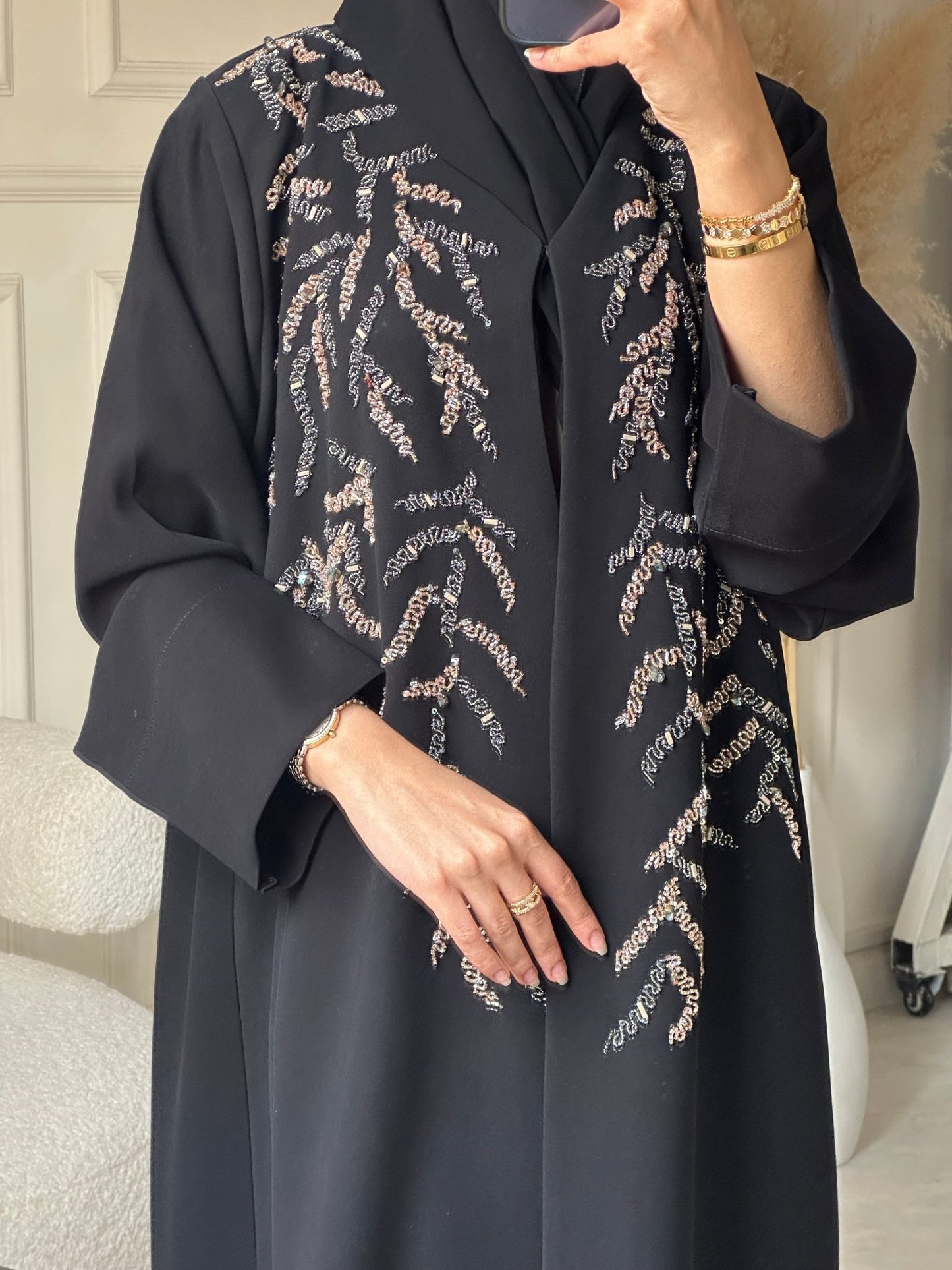 C 0796 Black Beaded Abaya