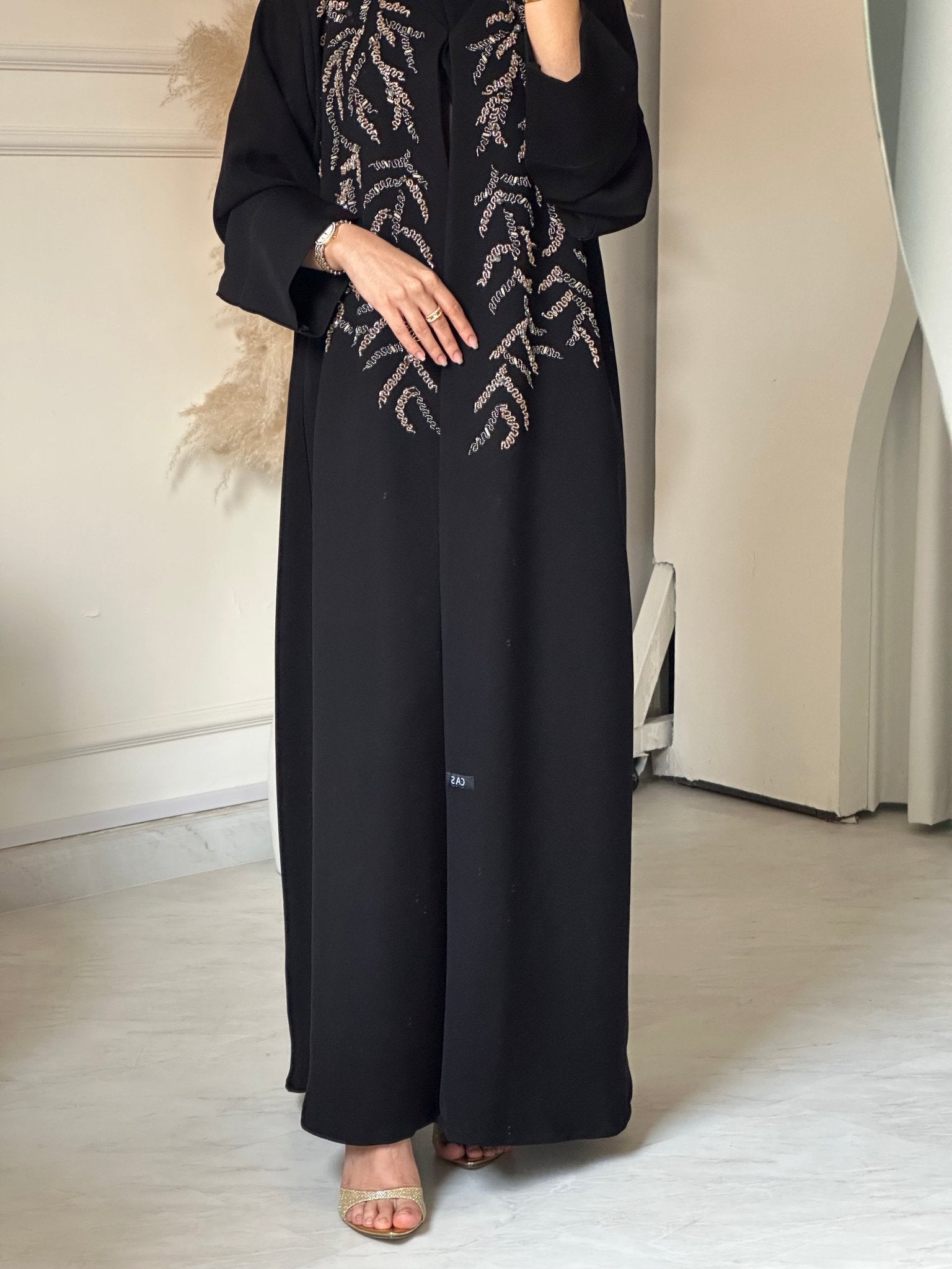 C 0796 Black Beaded Abaya