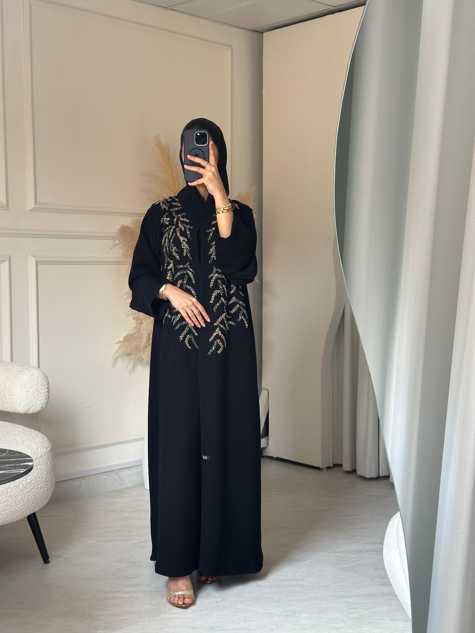 C 0796 Black Beaded Abaya