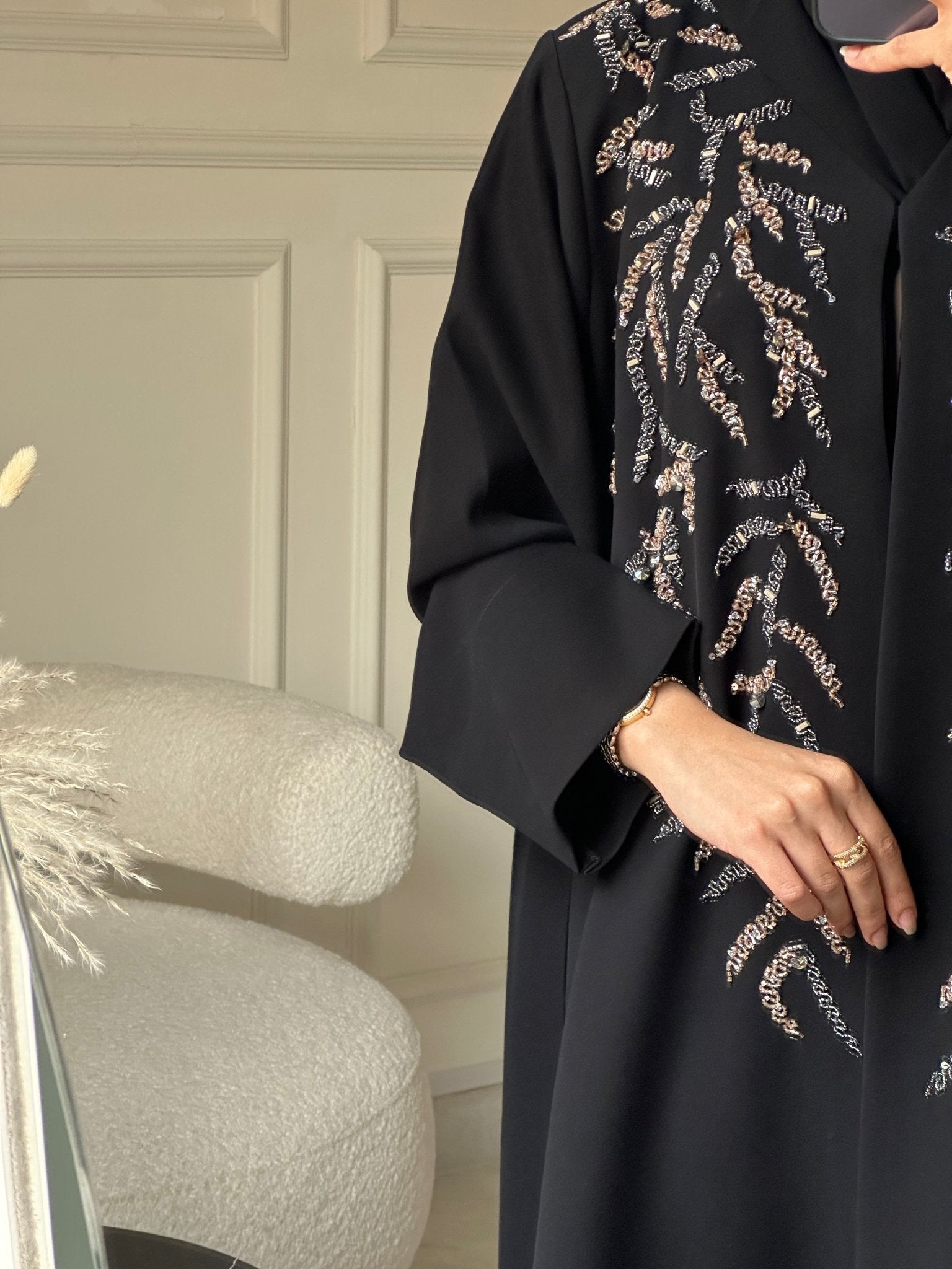 C 0796 Black Beaded Abaya