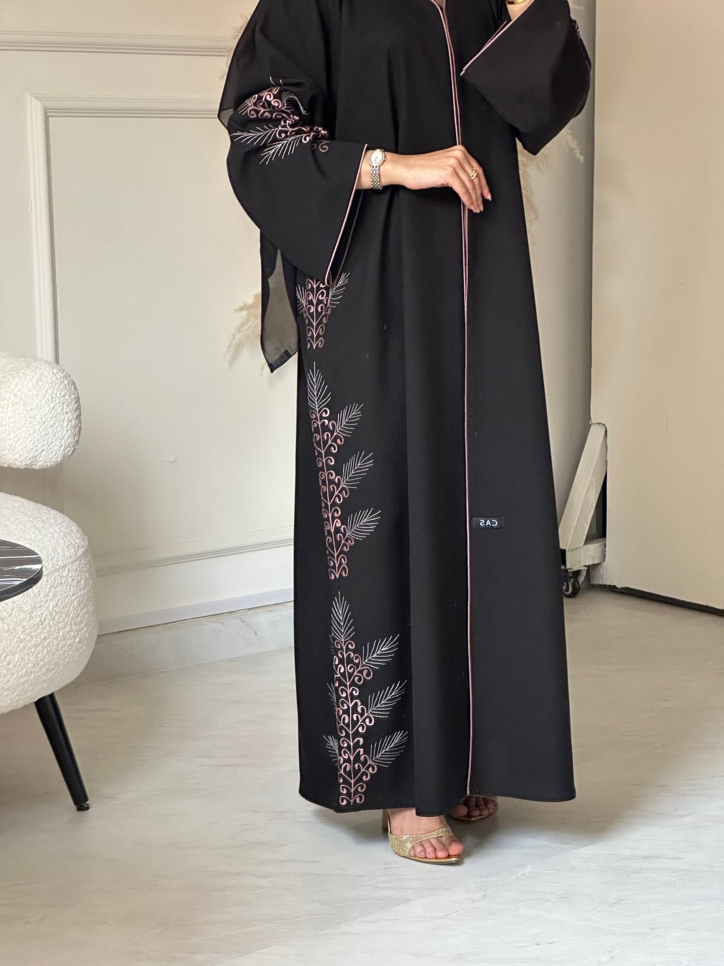 C 0797 Black Embroidered Abaya