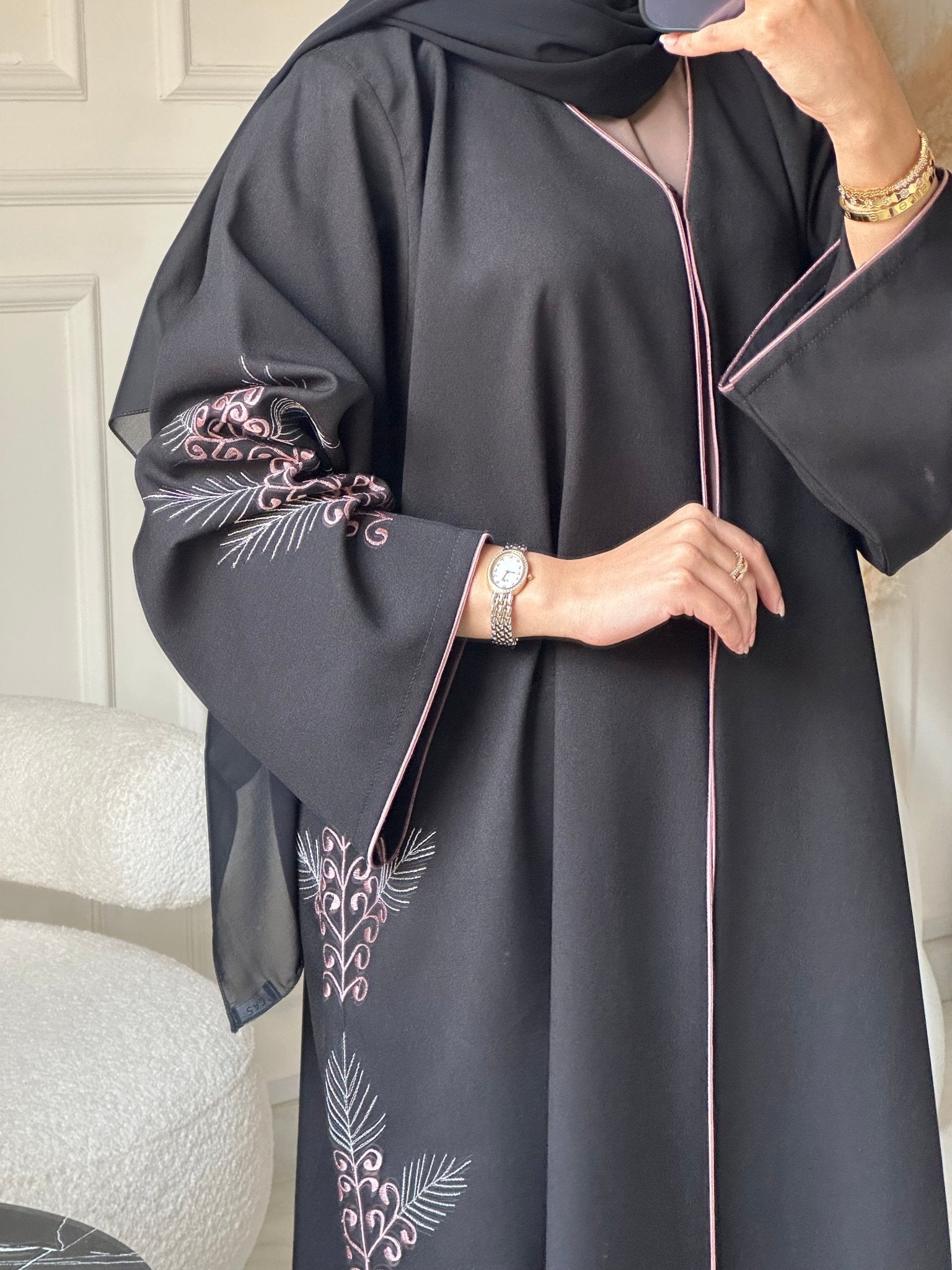 C 0797 Black Embroidered Abaya