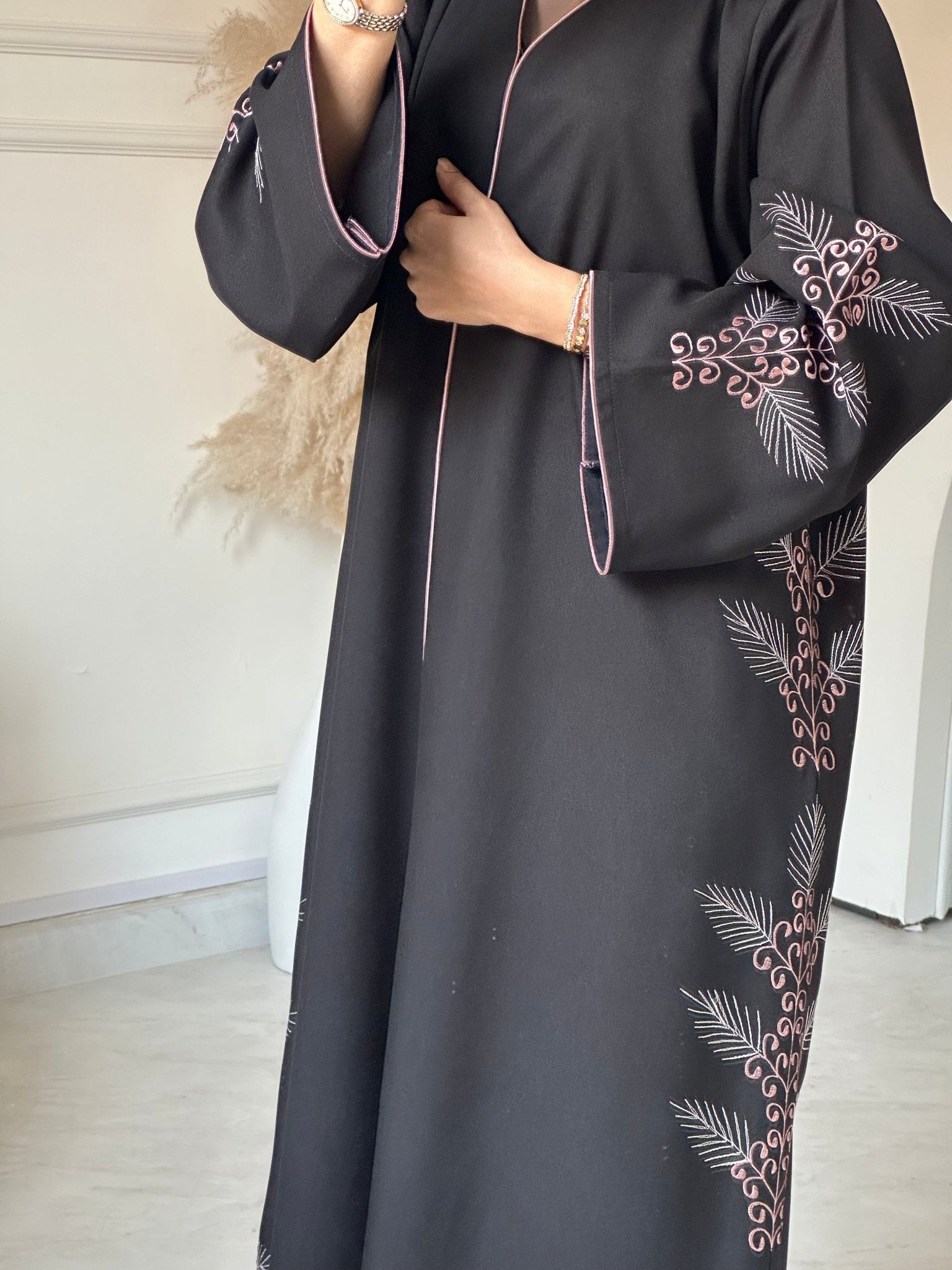 C 0797 Black Embroidered Abaya