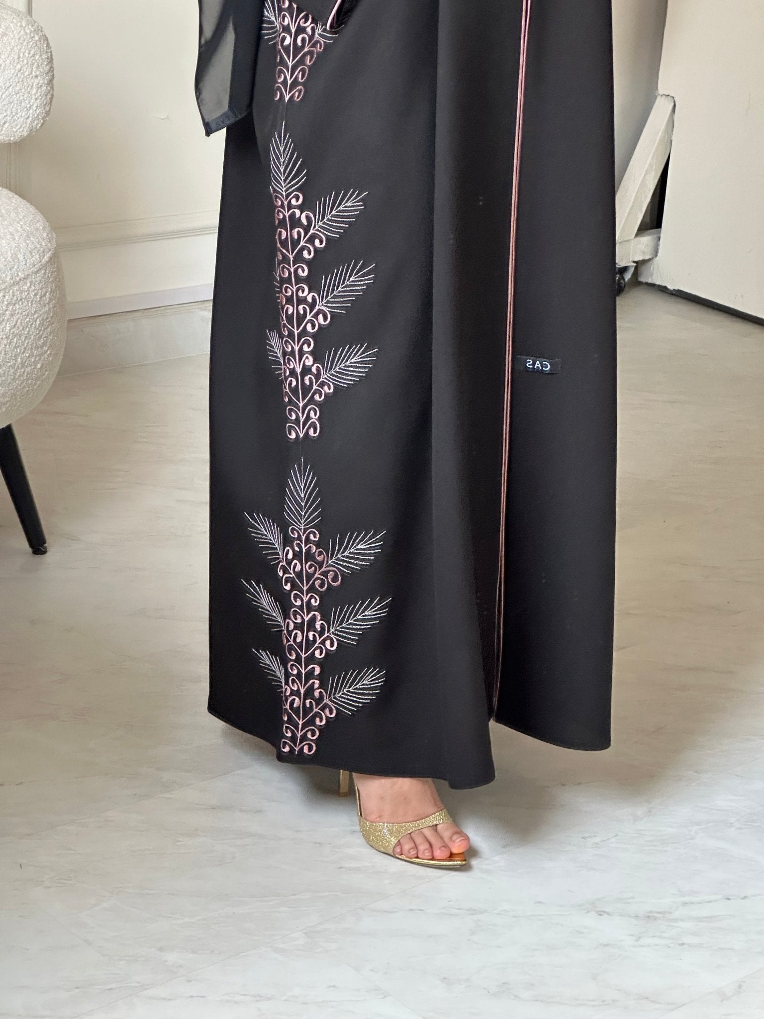 C 0797 Black Embroidered Abaya