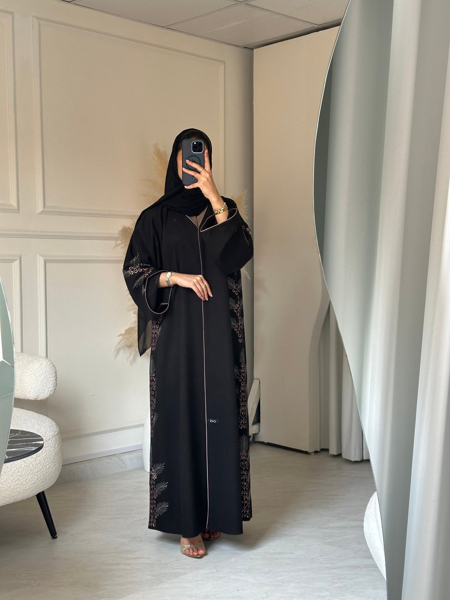 C 0797 Black Embroidered Abaya