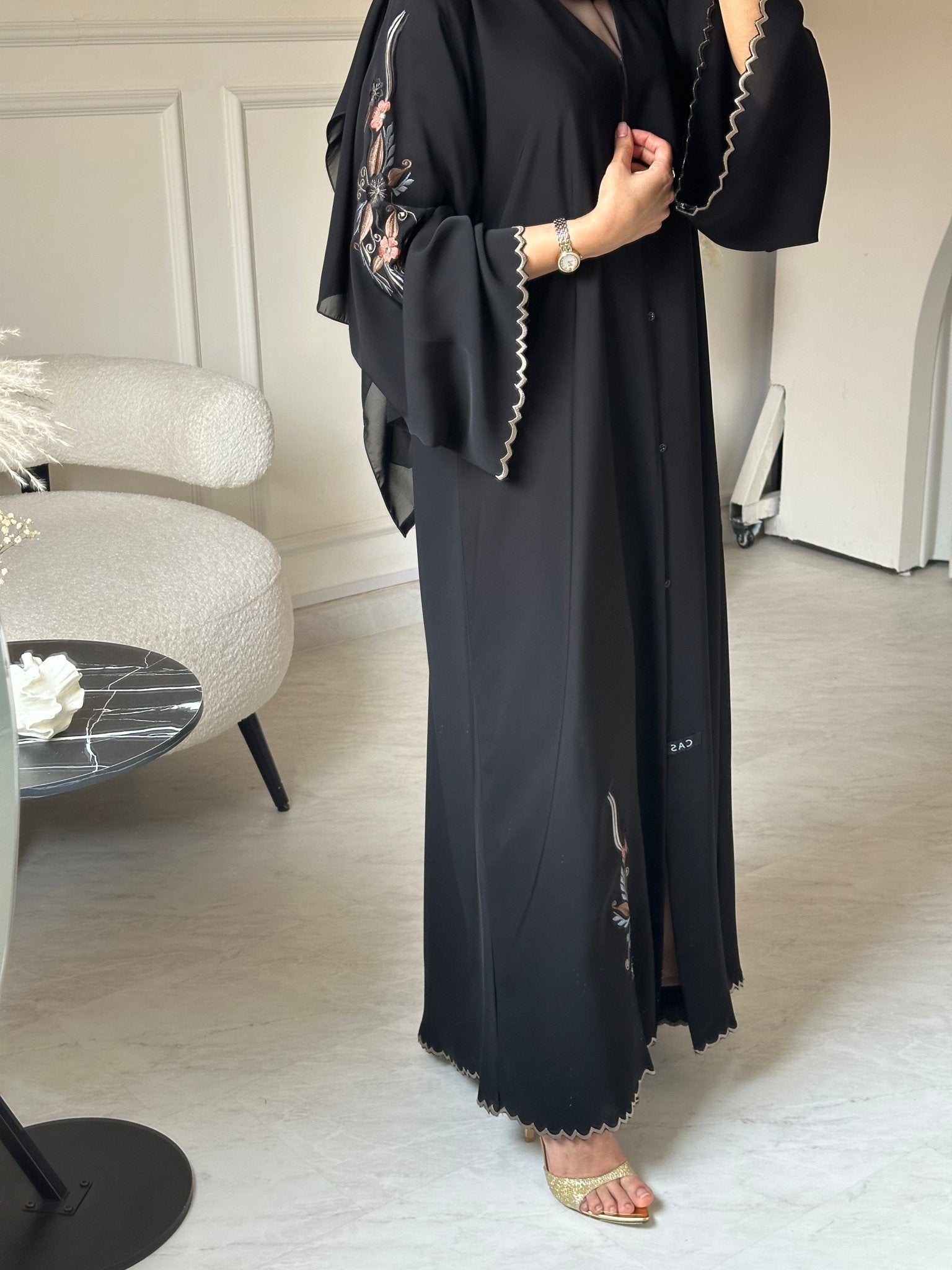 C 0798 Black Embroidered Abaya