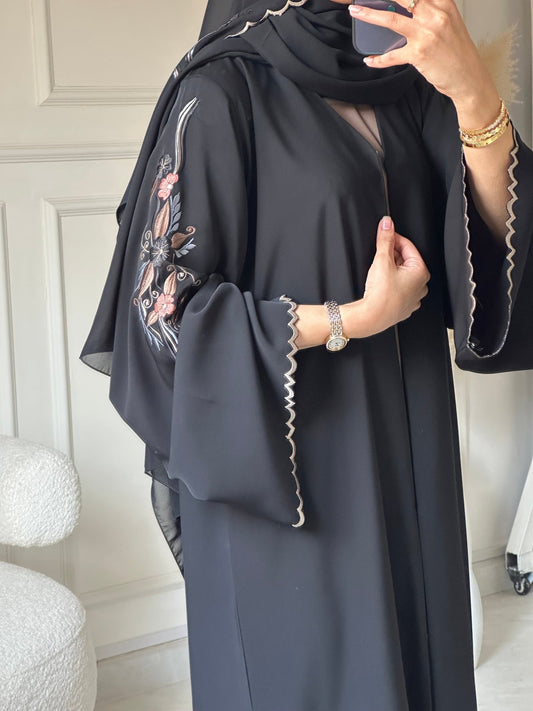 C 0798 Black Embroidered Abaya