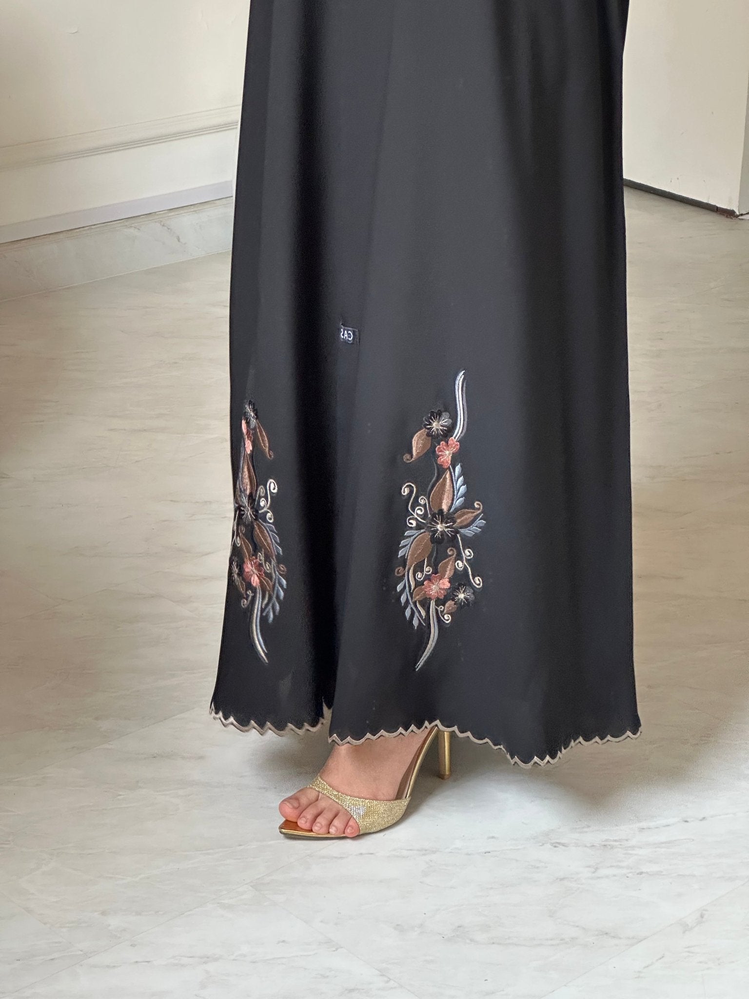 C 0798 Black Embroidered Abaya