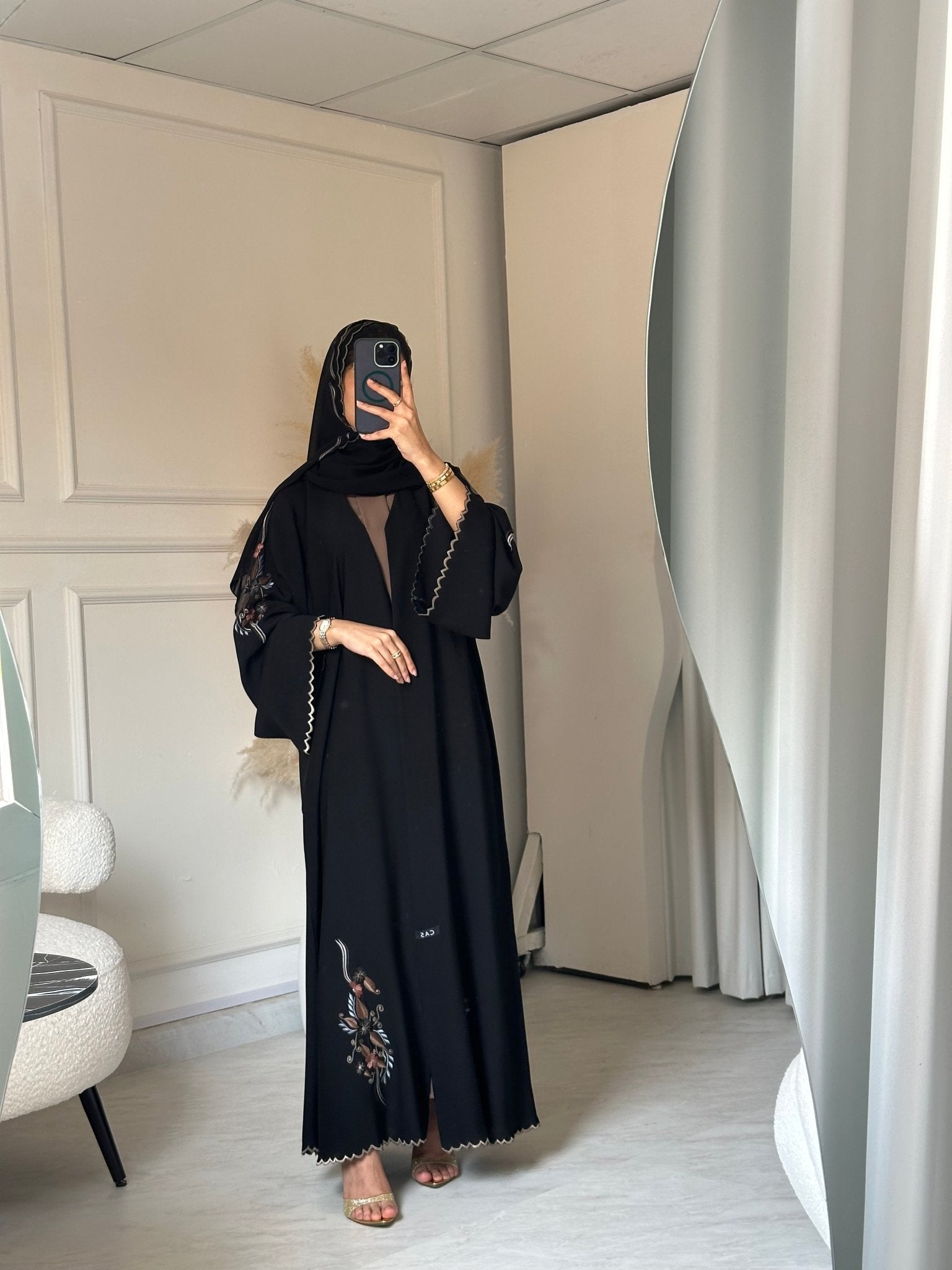 C 0798 Black Embroidered Abaya