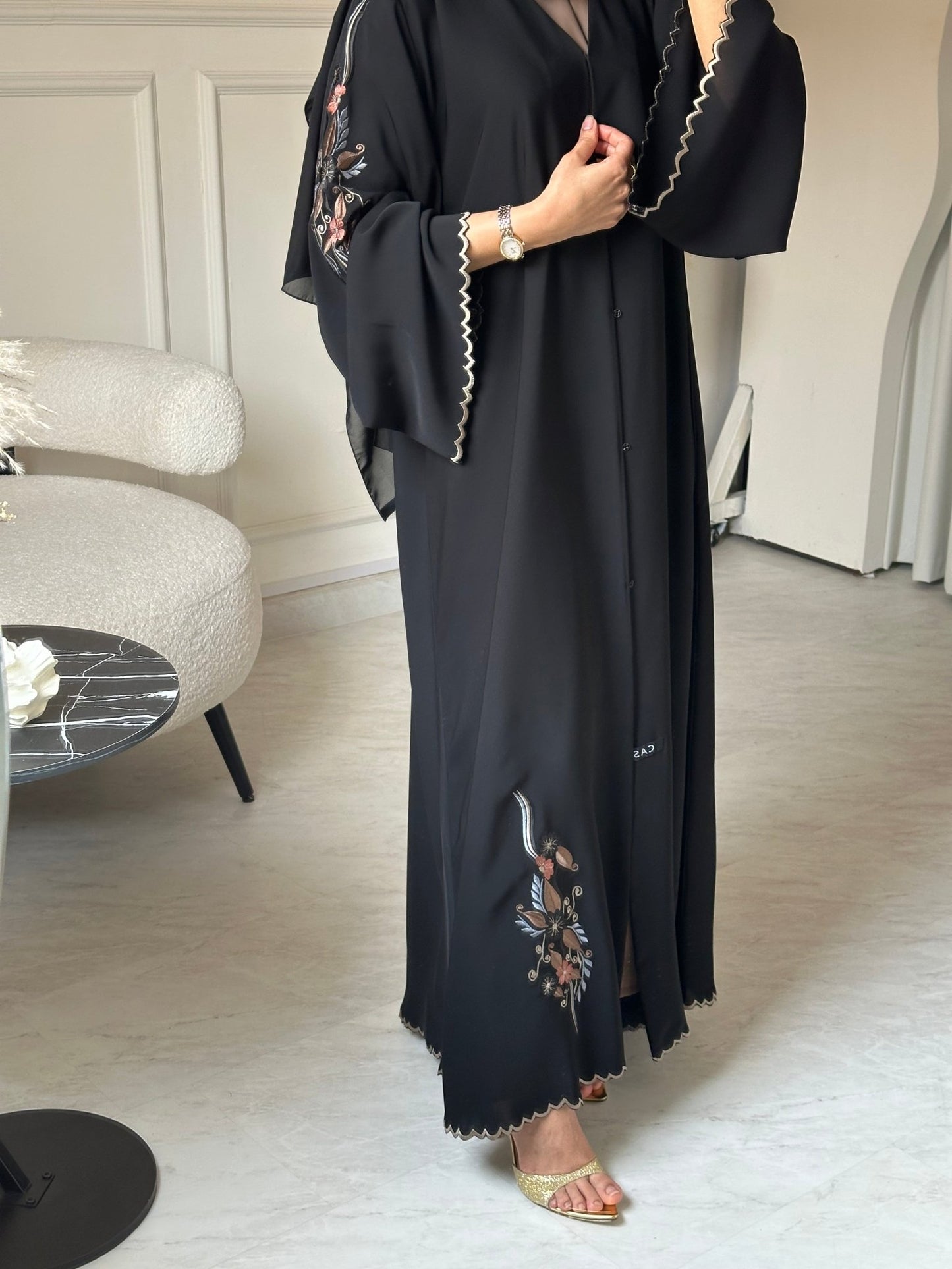 C 0798 Black Embroidered Abaya