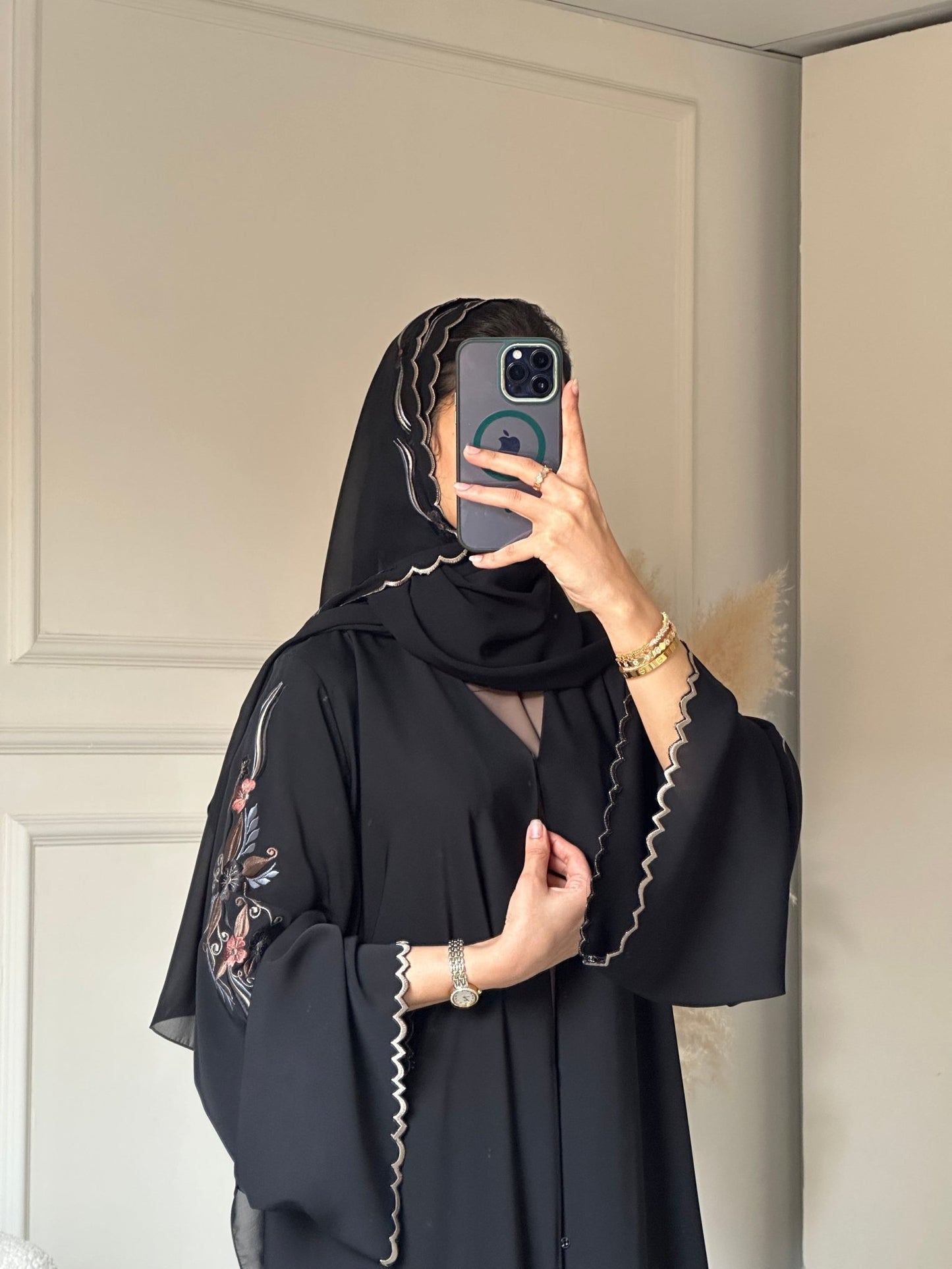 C 0798 Black Embroidered Abaya