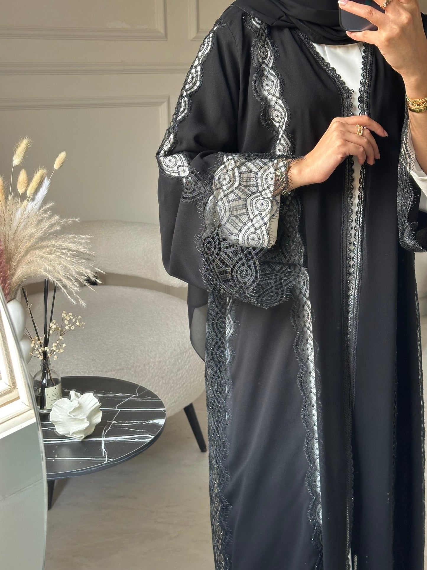 C 0799 Black Lace Abaya