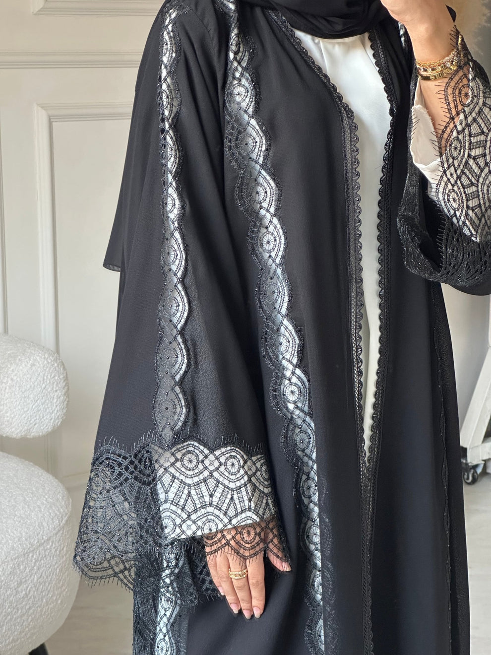 Layali Black Lace Abaya