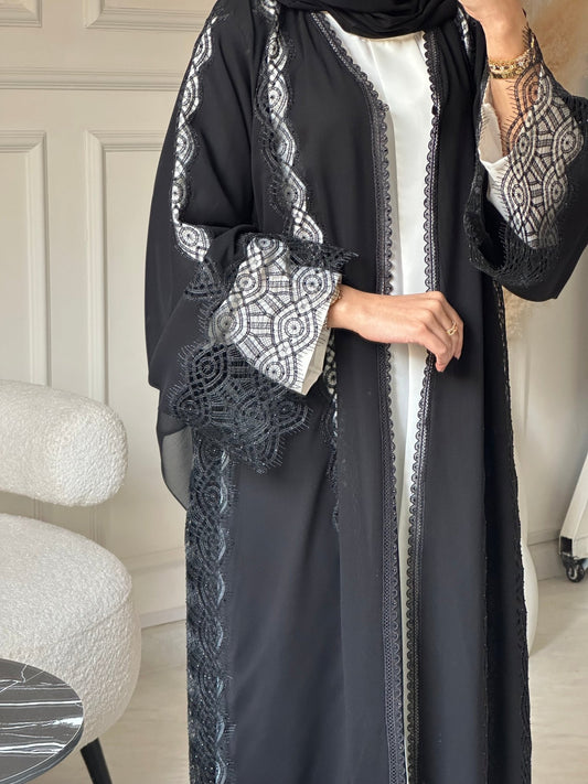 C 0799 Black Lace Abaya