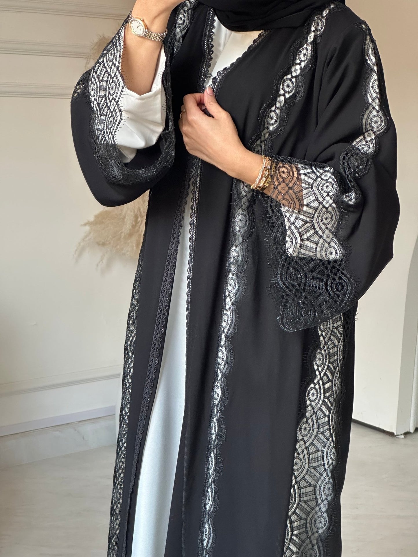 C 0799 Black Lace Abaya