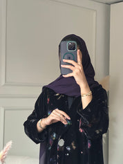 C 0800 Black Butterfly Velvet Abaya