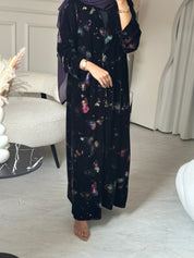 C 0800 Black Butterfly Velvet Abaya