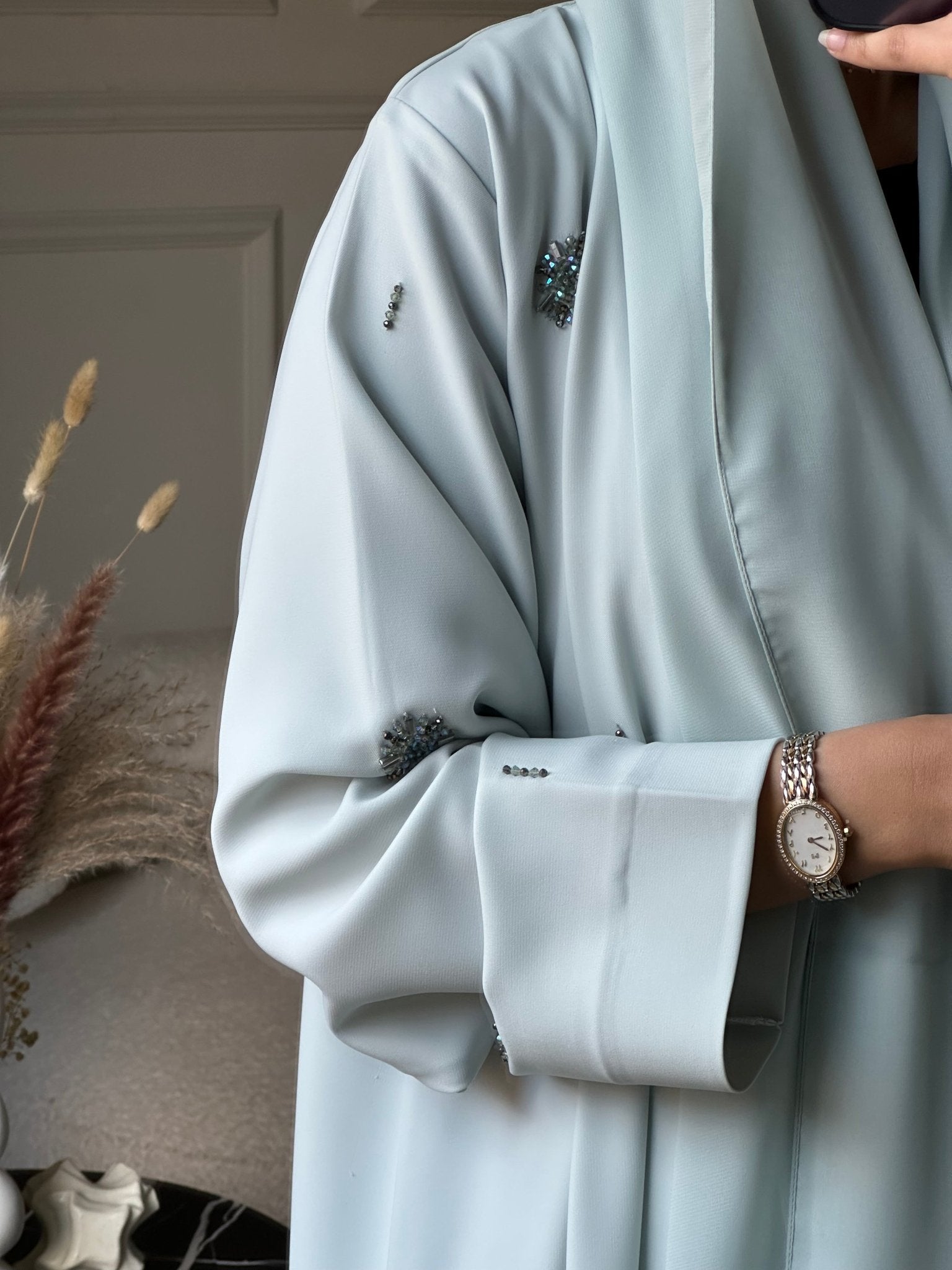 C 0801 Mint Beaded Abaya