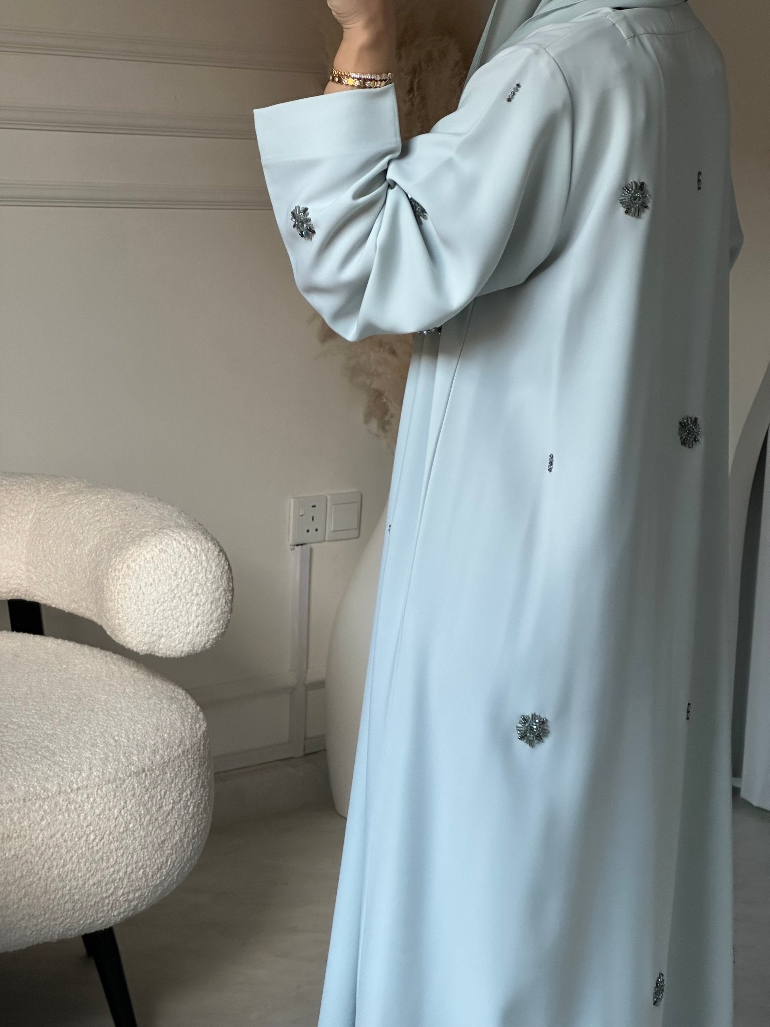 C 0801 Mint Beaded Abaya
