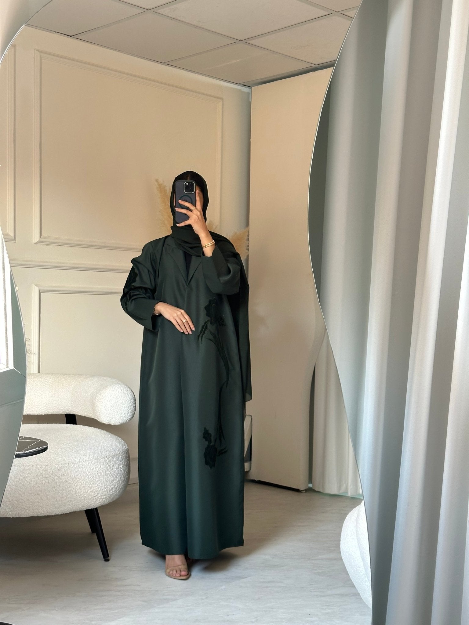 C 0802 Green Coat Abaya