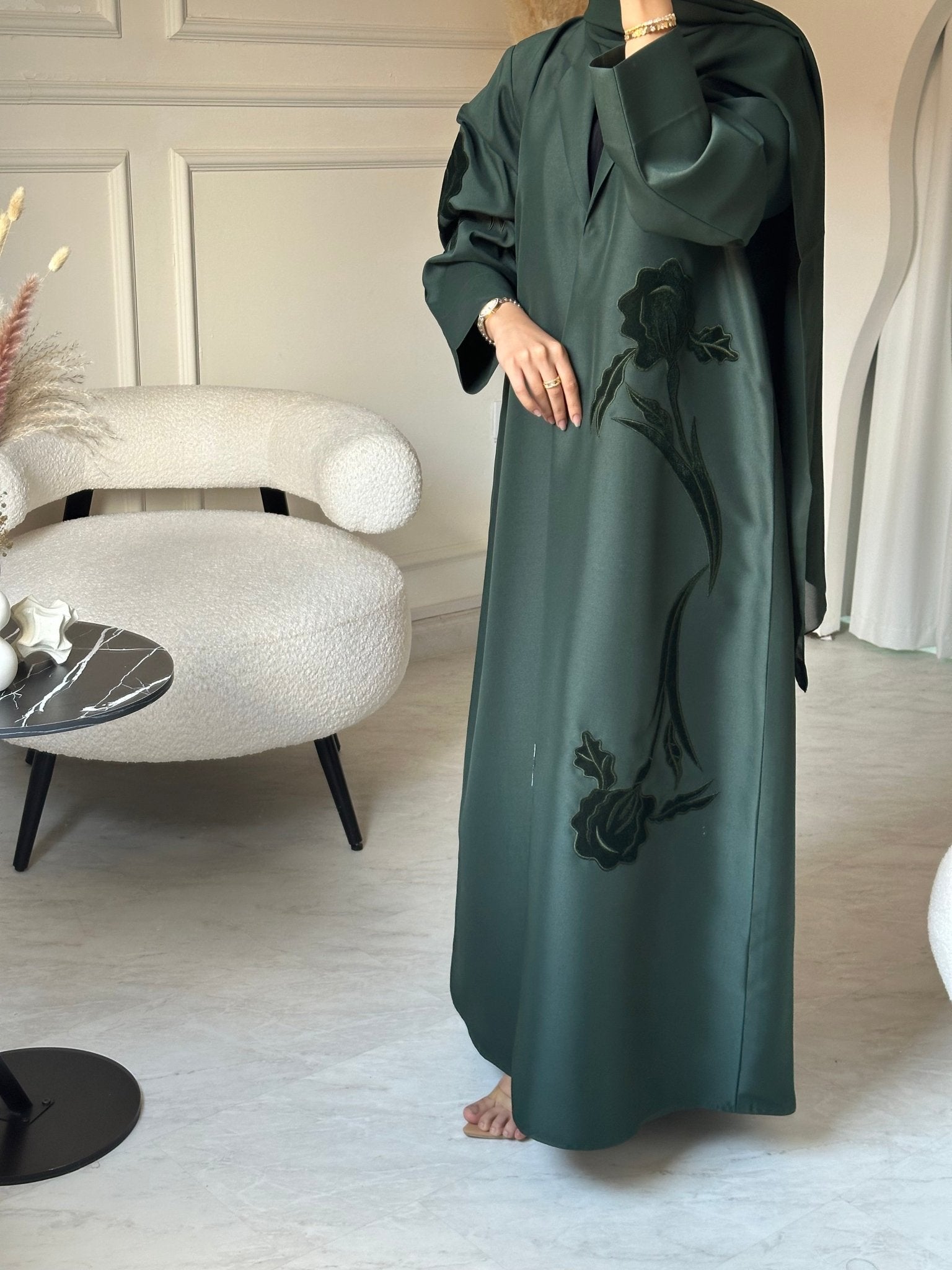 C 0802 Green Coat Abaya