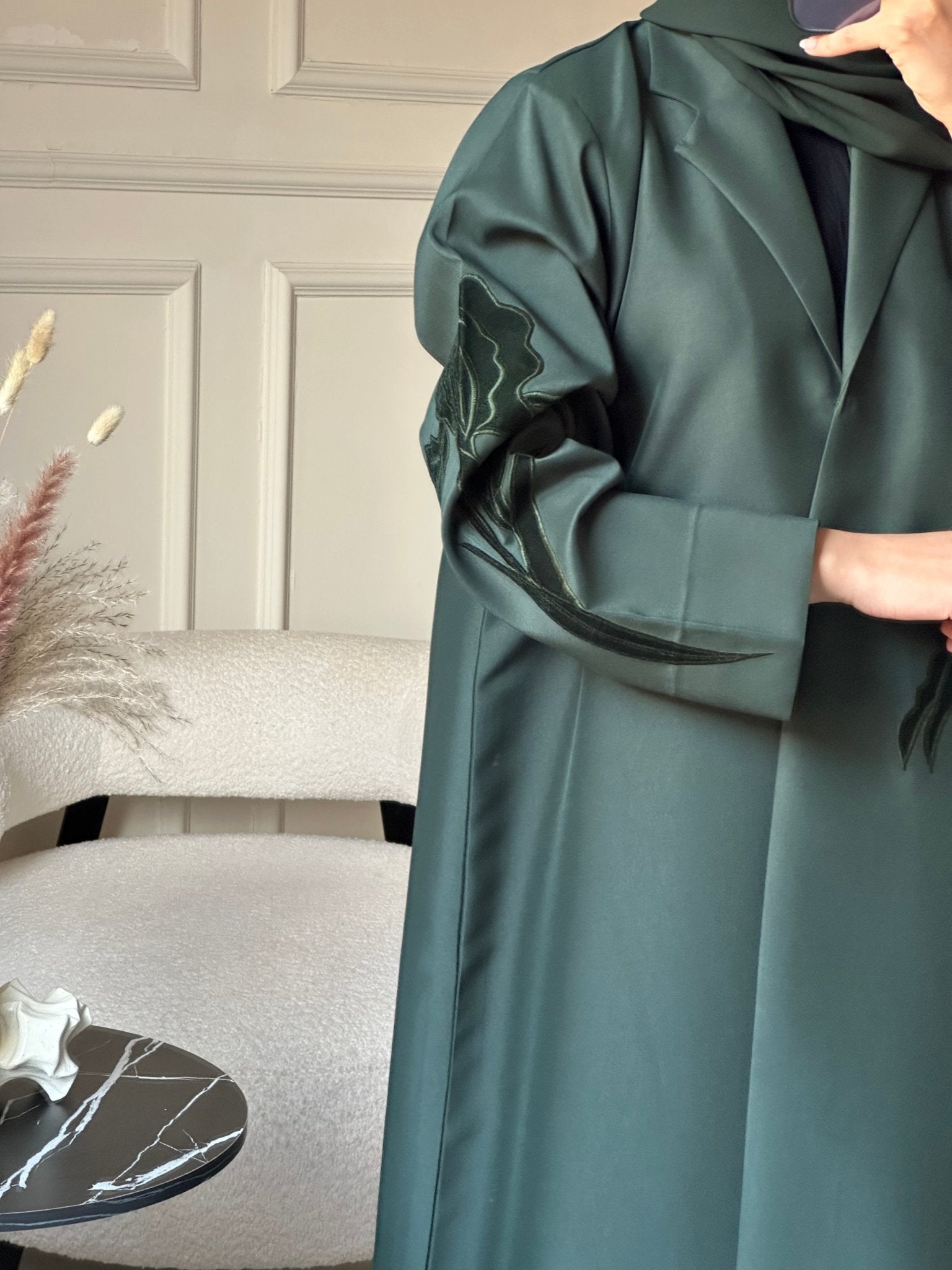 C 0802 Green Coat Abaya