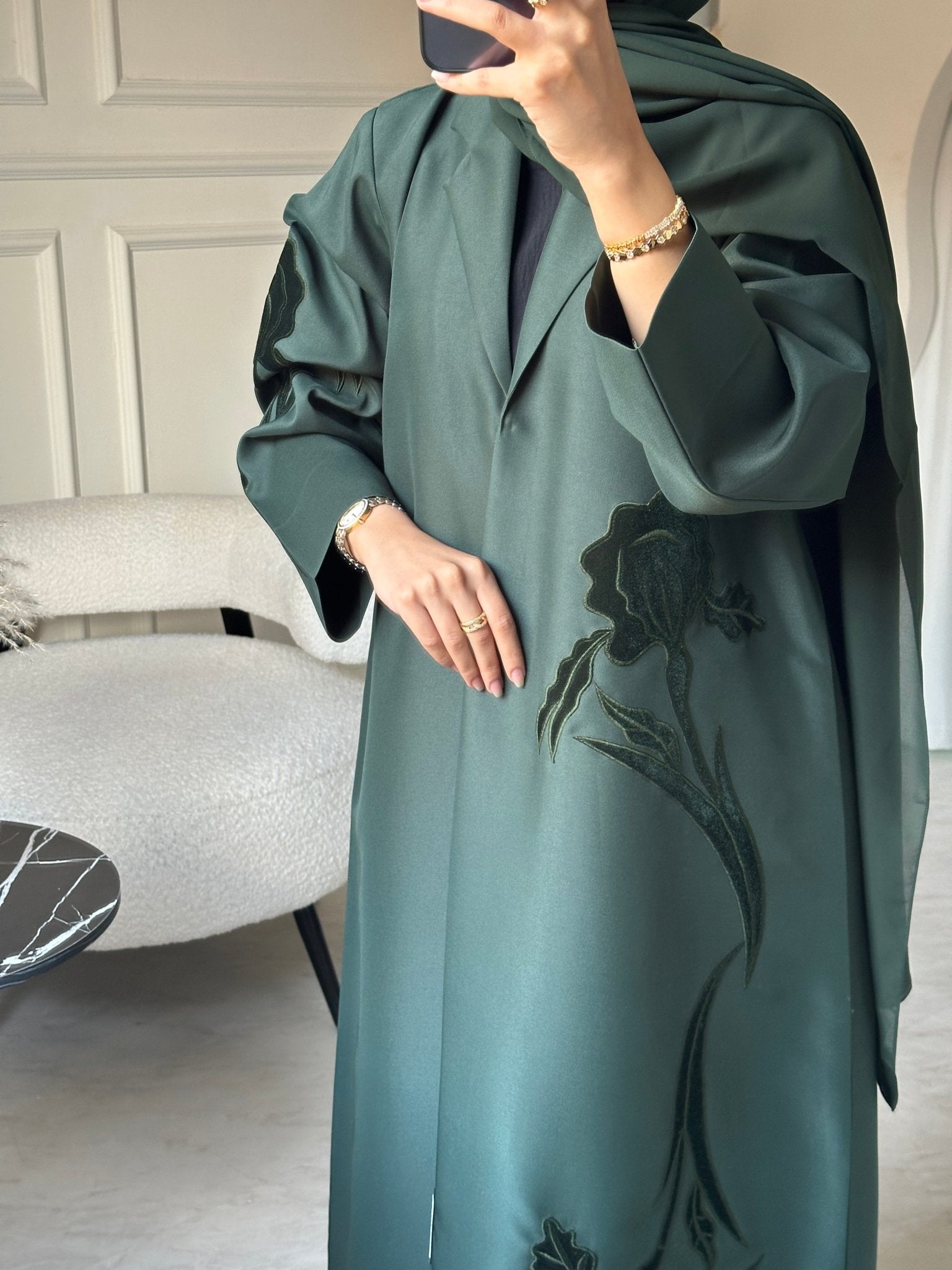 C 0802 Green Coat Abaya