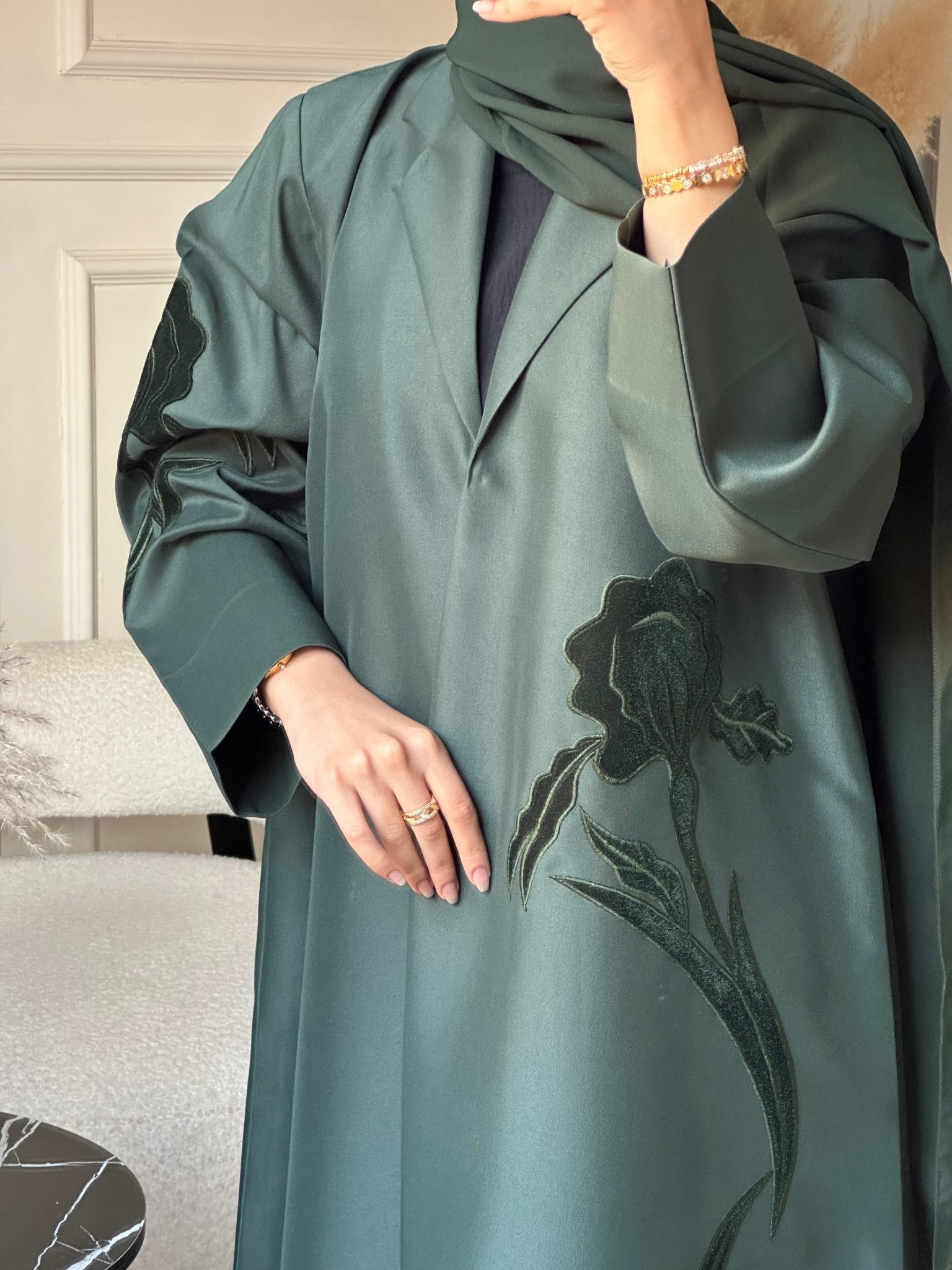 C 0802 Green Coat Abaya