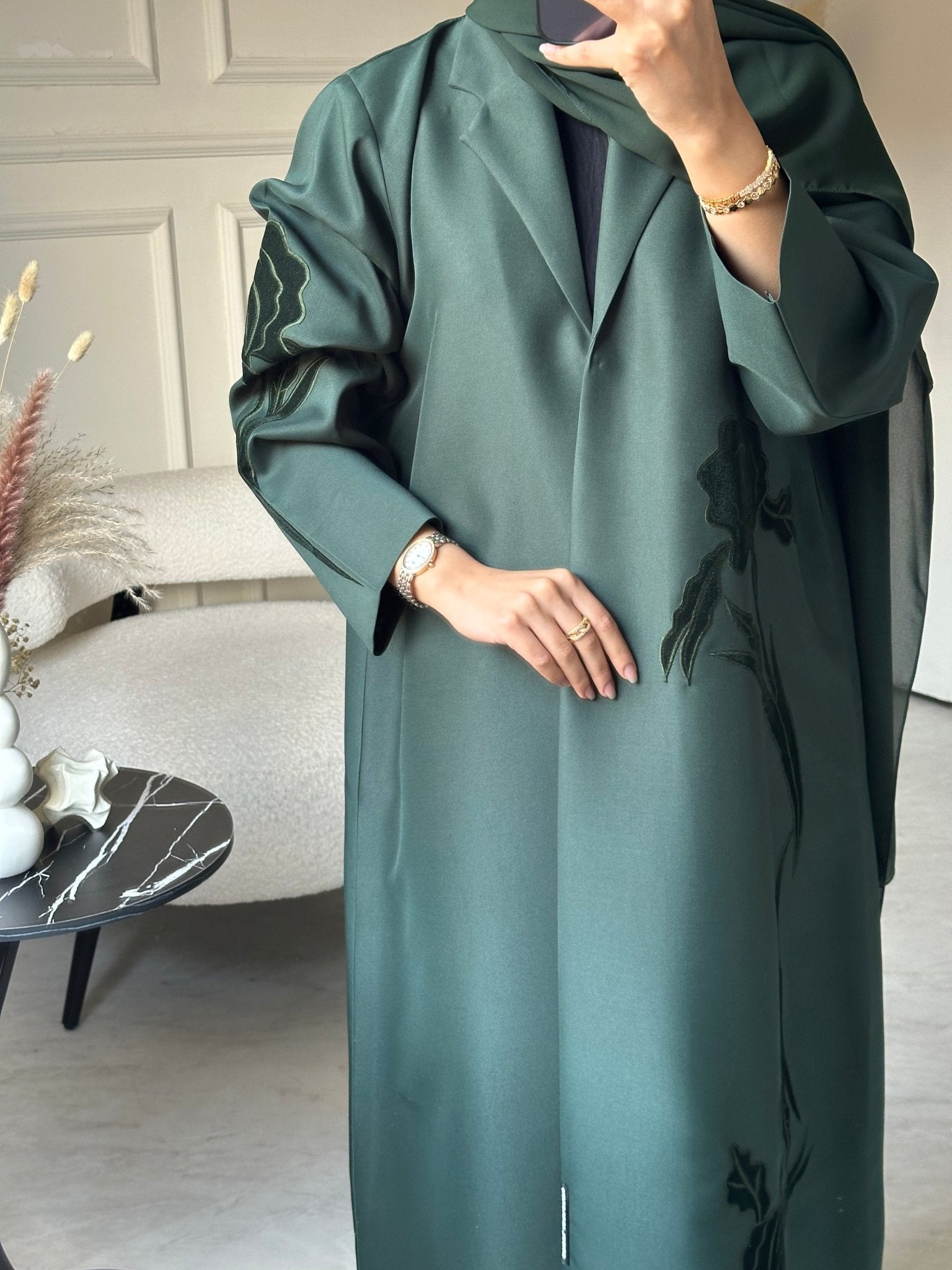 C 0802 Green Coat Abaya