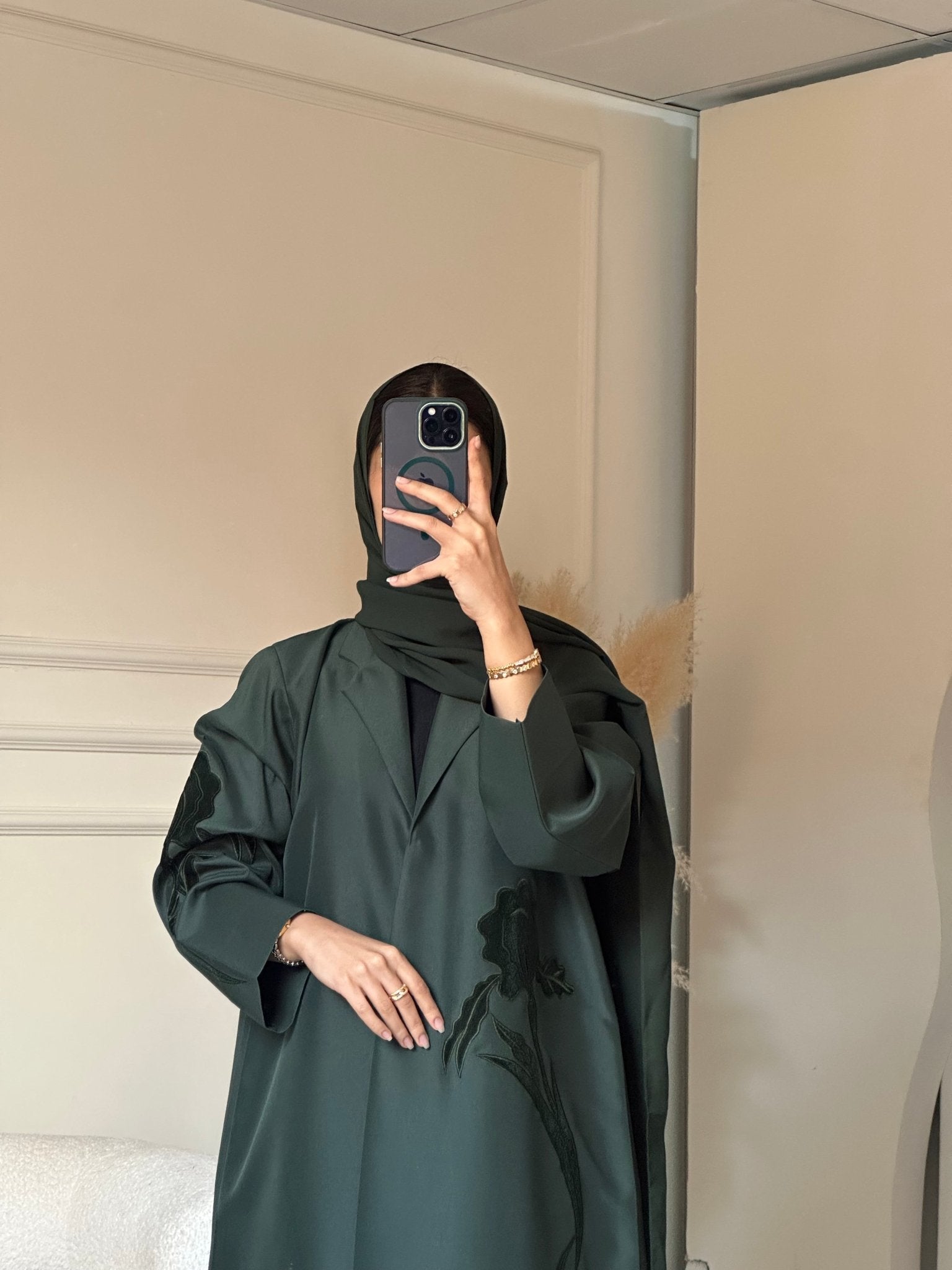 C 0802 Green Coat Abaya