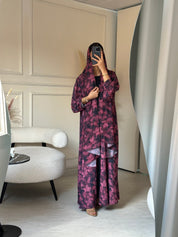 C 0804 Fuchsia Printed Abaya
