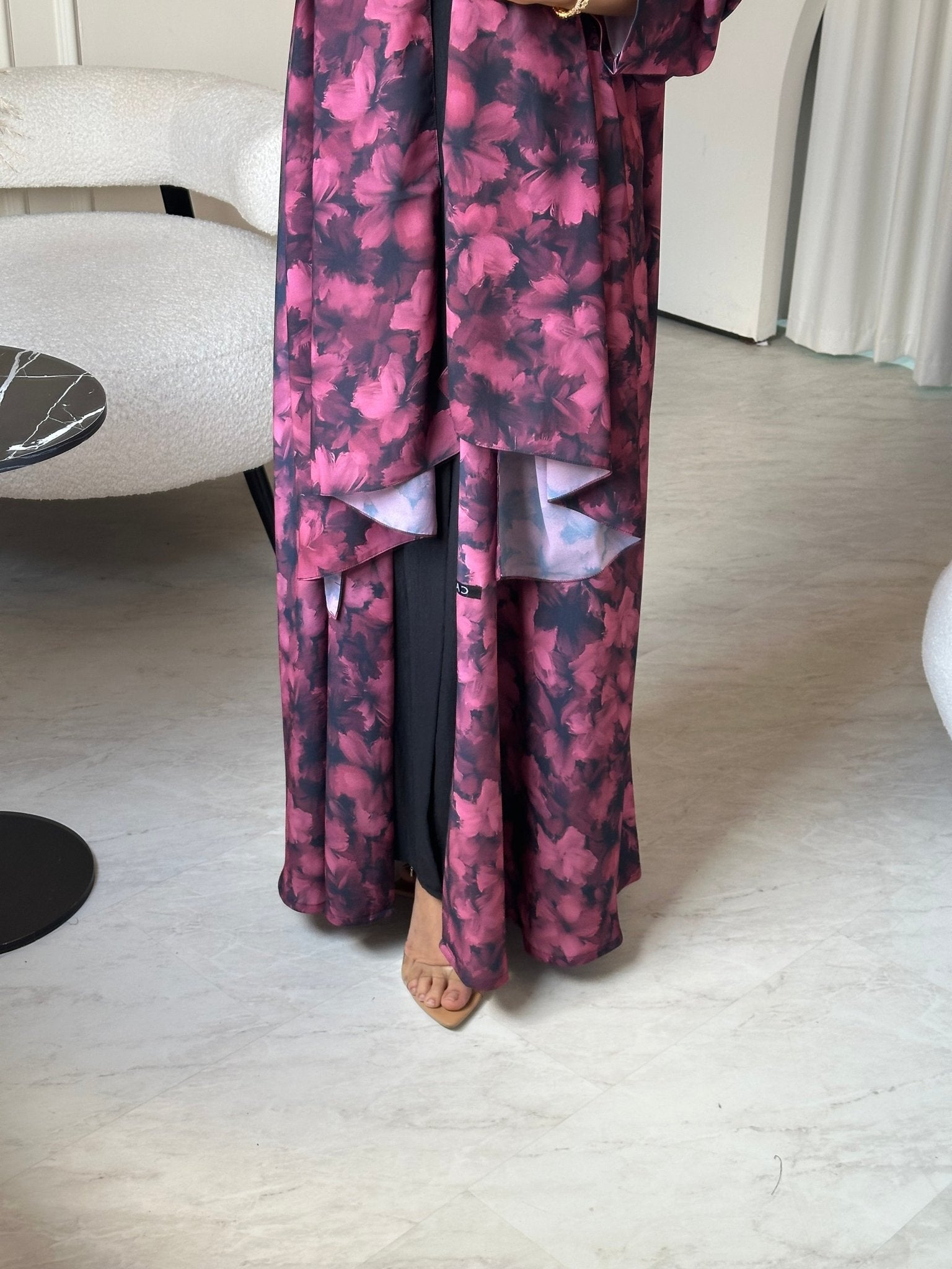 C 0804 Fuchsia Printed Abaya