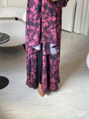 C 0804 Fuchsia Printed Abaya