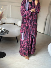 C 0804 Fuchsia Printed Abaya