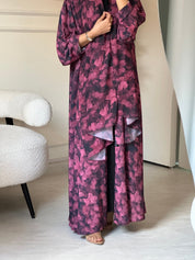 C 0804 Fuchsia Printed Abaya