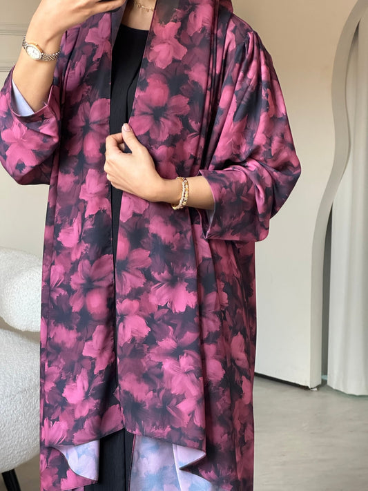 C 0804 Fuchsia Printed Abaya