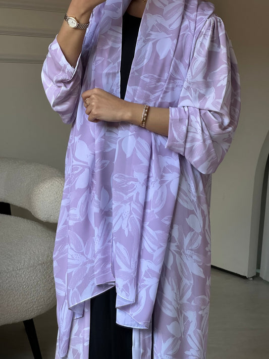 C 0805 Pink Printed Abaya