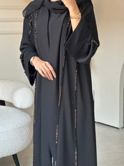 C 0806 Black Beaded Abaya