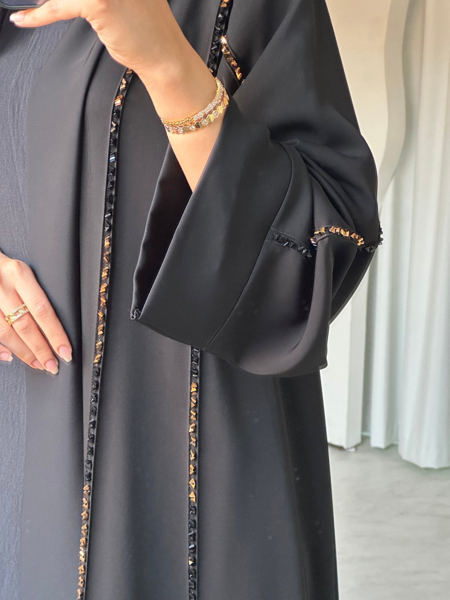 C 0806 Black Beaded Abaya