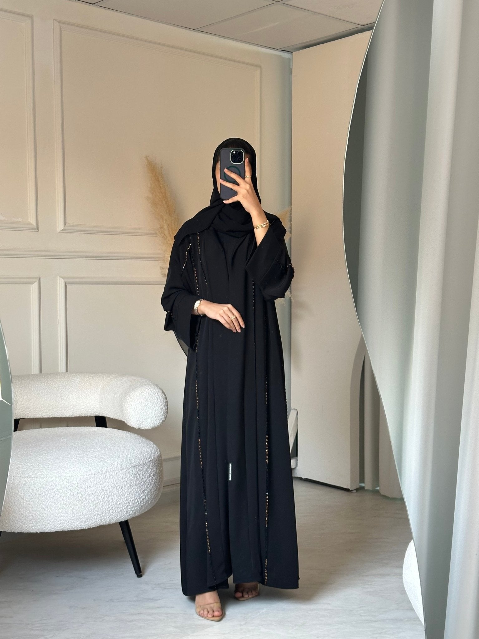 C 0806 Black Beaded Abaya