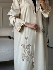 C 0810 Cream Beaded Abaya