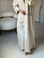 C 0810 Cream Beaded Abaya