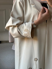 C 0810 Cream Beaded Abaya