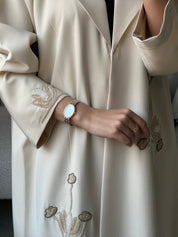 C 0810 Cream Beaded Abaya
