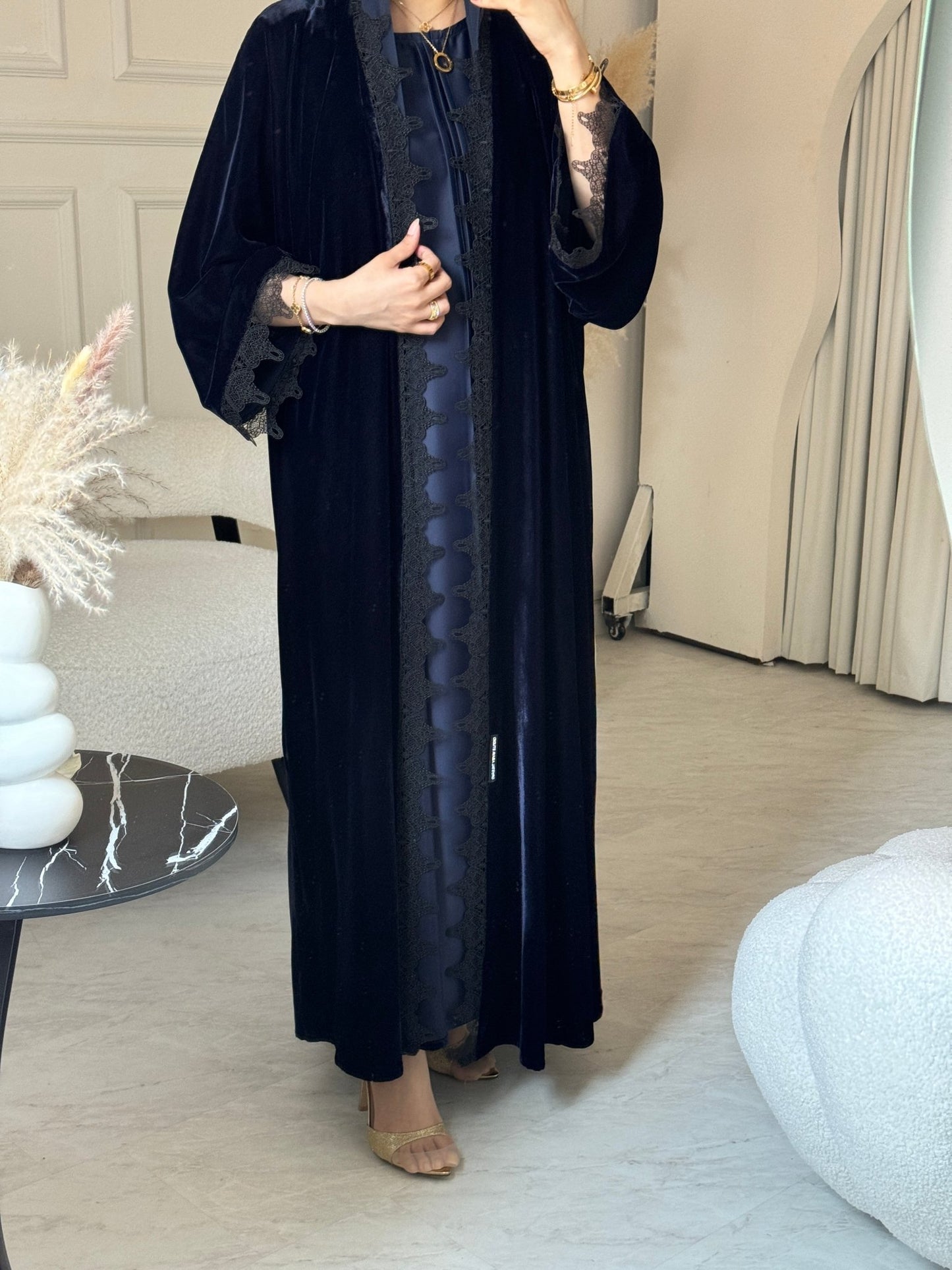 C 0812 - 01 Blue Velvet Lace Abaya