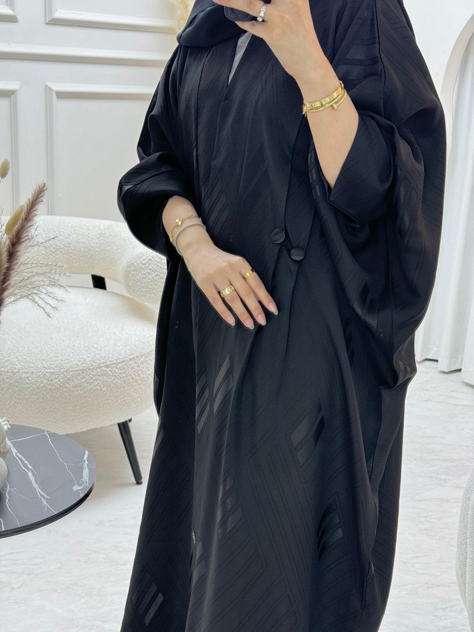 C 0814 Black Bisht Abaya