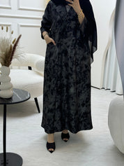 C 0817 - 01 Grey Printed Coat Abaya