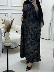 C 0817 - 01 Grey Printed Coat Abaya
